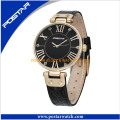 Homens Mulheres Aço Inoxidável Quartz Watch Genuine Leather Band Watch